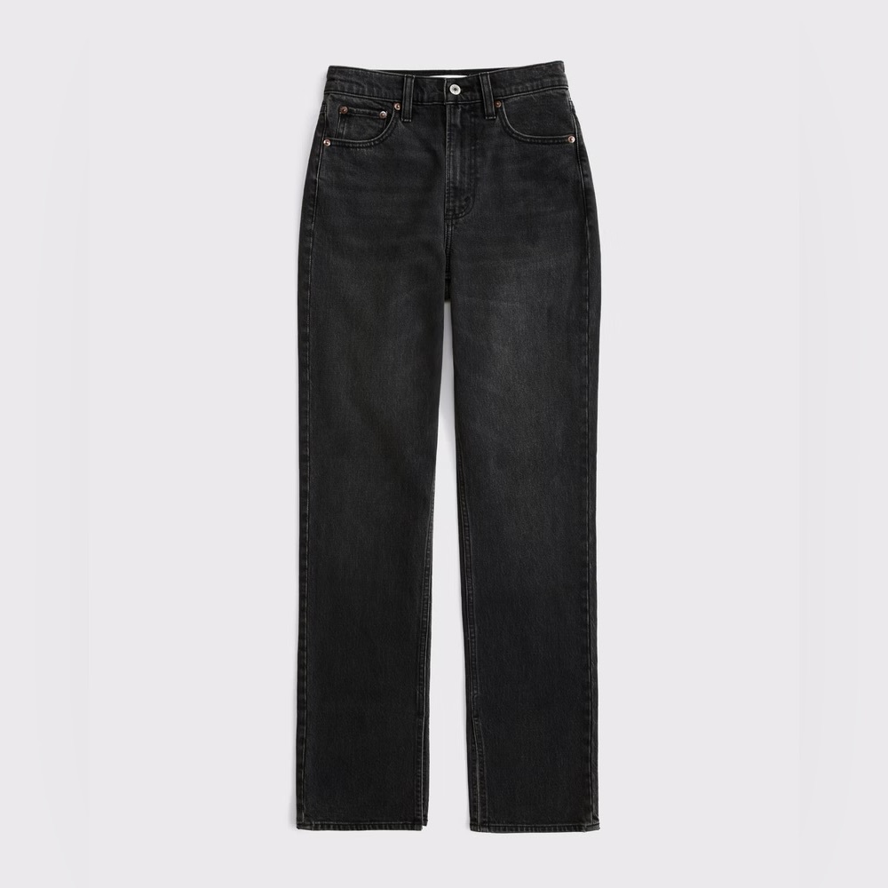 Abercrombie & Fitch 90s Straight‎ Ultra High Rise Jeans Gray Black Wash 33 16R